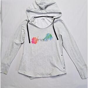 Crazy Shirts Maui Graphic Womens Thumb Holes Hoodie Floral Gray Long Sleeve XL